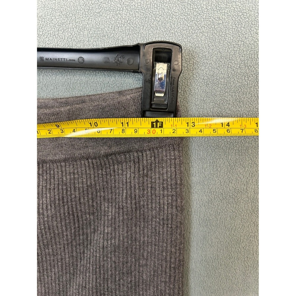 Becod Ribbed Knit Midi Skirt Brown Taupe Elastic Waist Back Slit 62383 Womens M - Picture 5 of 8